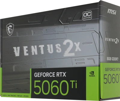 Видеокарта MSI PCI-E 5.0 RTX 5060 TI 8G VENTUS 2X OC PLUS NVIDIA GeForce RTX 5060TI 8Gb 128bit GDDR7 2617/28000 HDMIx1 DPx3 HDCP Ret