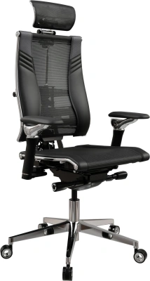 Кресло руководителя эргономичное Метта Yoga Spine Triumph B2 (Черный CC.50.15.13A) черный сиденье черный сет./экокожа с подголов. крестов.5-луч. металл хром