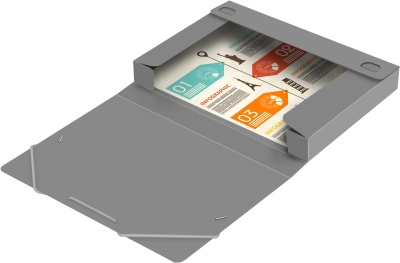 Папка-короб на резинке Бюрократ -BA25/05GREY пластик 0.5мм корешок 25мм A4 серый