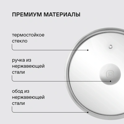 Крышка Rondell Modern RDA-1739 d=26см крыш.прозрачный руч.стальная