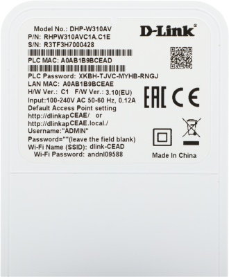 Сетевой адаптер Powerline D-Link DHP-W310AV Ethernet