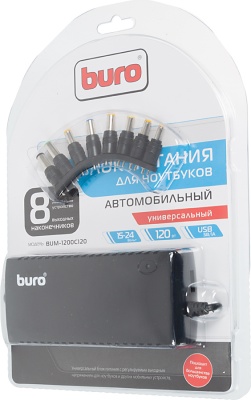 Блок питания Buro BUM-1200C120 ручной 120W 15V-24V 11-коннект. 5A 2A от прикуривателя