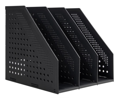 Лоток вертикальный Deli 78995DK-GREY 3отд. складной для бумаг A4 250х256х243мм темно-серый пластик