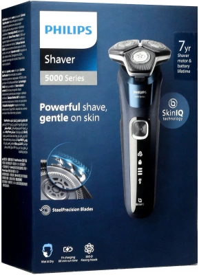 Бритва роторная Philips Series 5000 S5885/10 реж.эл.:3 питан.:аккум. черный/синий