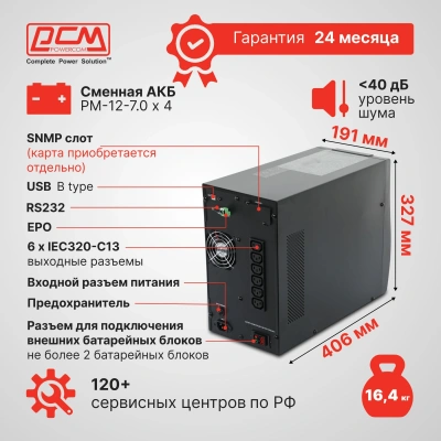 Источник бесперебойного питания Powercom Macan MAC-1500 1500Вт 1500ВА черный