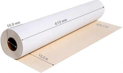 Холст Cactus CS-MC400-61015 24"(A1) 610мм-15.2м/400г/м2/белый хлопок для струйной печати втулка:50.8мм (2")