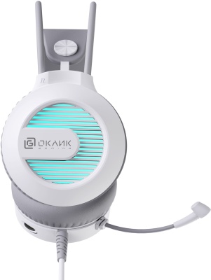 Наушники с микрофоном Оклик HS-L300G белый 2.2м мониторные оголовье (1796952)