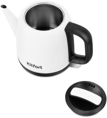 Чайник электрический Kitfort KT-6112 1л. 1630Вт белый/черный корпус: металл/пластик (КТ-6112)