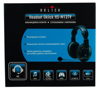 Наушники с микрофоном Оклик HS-M137V черный 1.8м мониторные оголовье (614046)