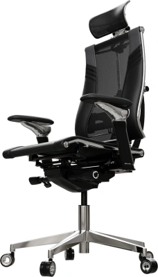 Кресло руководителя эргономичное Метта Yoga Spine Triumph B2 (Черный CC.50.15.13A) черный сиденье черный сет./экокожа с подголов. крестов.5-луч. металл хром