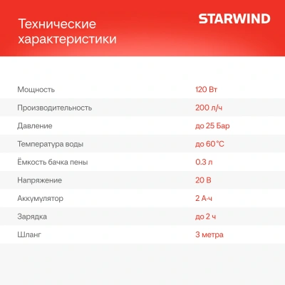 Минимойка Starwind SBW-25.20-2.1B 120Вт