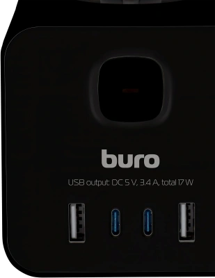 Сетевой удлинитель Buro BU-PTE4.1UC-B 1.5м (4 розетки) черный (коробка)