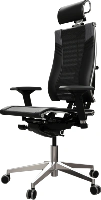Кресло руководителя эргономичное Метта Yoga 4DT B2-15D - YM93+Infinity+carbon черный сетка/кожа с подголов. крестов. алюминий хром