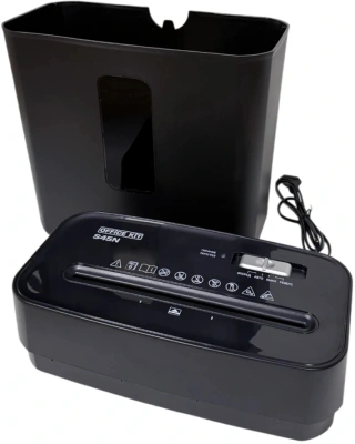 Шредер Office Kit S45N 2x13 черный (секр.P-5) фрагменты 6лист. 14лтр. скобы пл.карты