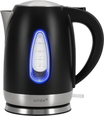 Чайник электрический Vitek VT-WK1065 1.7л. 2000Вт черный/серебристый корпус: металл