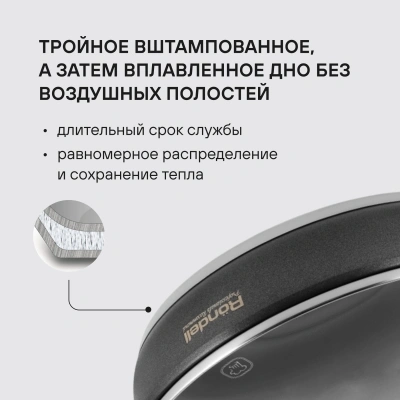 Сковорода Rondell Stern RDS-1264 круглая 26см покрытие: Excalibur ручка несъемная (с крышкой) серый