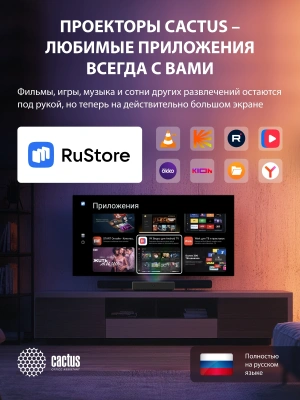 Проектор Cactus CS-U2.B DLP 19000Lm LS 800Lm ANSI (1920x1080) 15000:1 ресурс лампы:50000часов 2xUSB typeA 2xHDMI 1.78кг