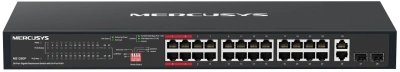 Коммутатор Mercusys MS128GP (L2) 26x1Гбит/с 2SFP 24PoE+ 295W неуправляемый