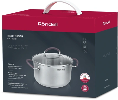 Кастрюля Rondell Akzent RDS-1388 3.1л. d=20см (с крышкой) стальной