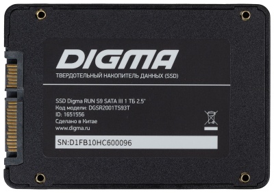 Накопитель SSD Digma SATA-III 1TB DGSR2001TS93T Run S9 2.5"