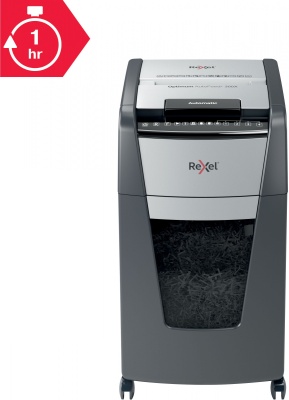 Шредер Rexel Optimum AutoFeed 300X черный с автоподачей (секр.P-4) фрагменты 300лист. 60лтр. скрепки скобы пл.карты