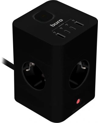Сетевой удлинитель Buro BU-PTE4.1UC-Plus-B 1.5м (4 розетки) черный (коробка)