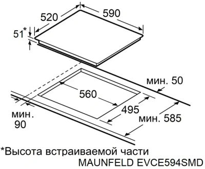Варочная поверхность Maunfeld EVCE594SMDPBK черный