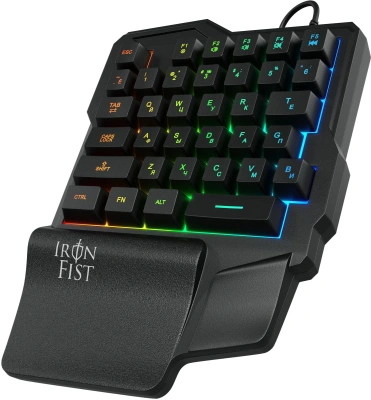 Игровой блок Оклик 701G IRON FIST черный USB for gamer LED (подставка для запястий) (1196590) кабель 1.8м