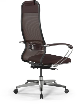 Кресло Метта ErgoLife Comfort темно-коричневый сиденье темно-коричневый сет./экокожа с подголов. крестов. сталь хром