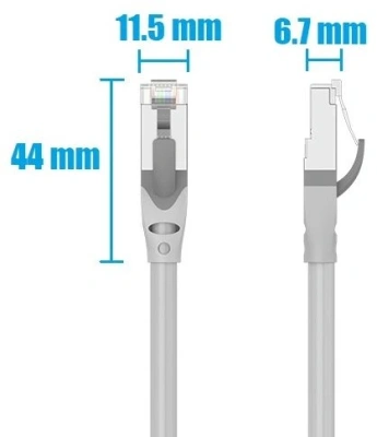 Патч-корд Vention IBHHAA 10Гбит/с STP 4 пары cat.6A Cu molded 0.3м серый RJ-45 (m)-RJ-45 (m)