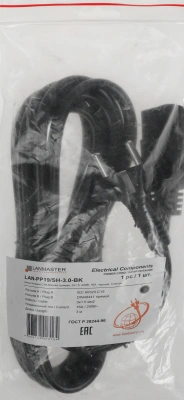 Шнур питания Lanmaster LAN-PP19/SH-3.0-BK C19-Schuko проводник.:3x1.5мм2 3м 220В 16А черный