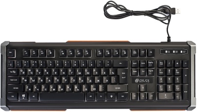 Клавиатура Оклик 717G BLACK DEATH черный/оранжевый USB Multimedia for gamer LED (476395) кабель 1.5м