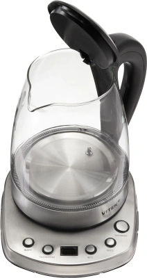 Чайник электрический Vitek VT-WK1075 1.7л. 1800Вт серебристый/черный корпус: металл/пластик