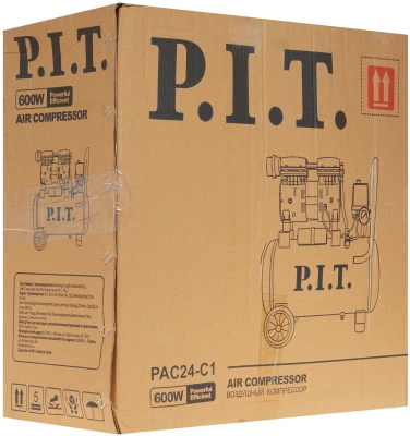 Компрессор поршневой P.I.T. PAC24-C1 безмасляный 110л/мин 24л 600Вт черный/красный