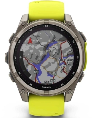 Смарт-часы Garmin Fenix 8 Solar 51мм 1.4" MIP корп.серебристый рем.желтый (010-02907-21)