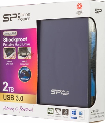 Жесткий диск Silicon Power USB3.0 2TB SP020TBPHDA80S3B A80 Armor 2.5" синий