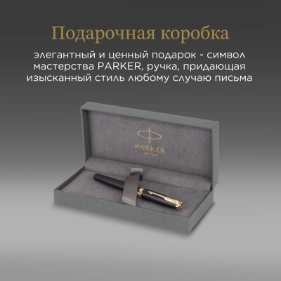 Ручка перьев. Parker Sonnet Core F528 (1931516) Matte Black GT F сталь нержавеющая подар.кор.