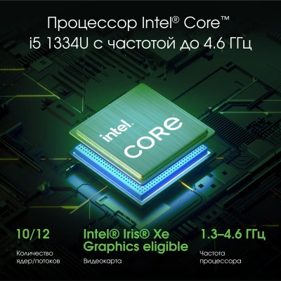 Ноутбук Digma Pro Fortis M Core i5 1334U 16Gb SSD512Gb Intel Iris Xe graphics 15.6" IPS FHD (1920x1080) Windows 11 Pro grey WiFi BT Cam 4250mAh (DN15P5-ADXW06)