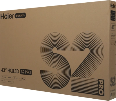 Телевизор QLED Haier 43" HQLED S2 Pro Frameless черный 4K Ultra HD 60Hz MEMC DVB-T DVB-T2 DVB-C DVB-S2 USB WiFi Smart TV (RUS)
