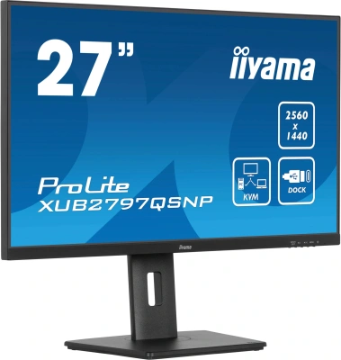 Монитор Iiyama 27" ProLite XUB2797QSNP-B1 черный IPS LED 16:9 HDMI M/M матовая HAS Piv 300cd 178гр/178гр 2560x1440 100Hz DP WQ HD 2K (1440p) USB 6.1кг