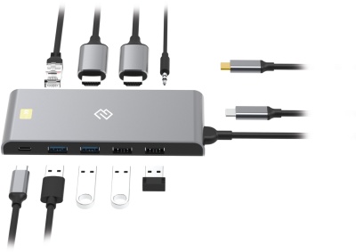 Стыковочная станция Digma DS-580 USB Type-C черный 2xHDMI 1xRJ-45 2xUSB Type-C 2xUSB 3.0 2xUSB 1x3.5Audio