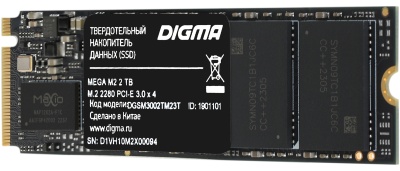 Накопитель SSD Digma PCIe 3.0 x4 2TB DGSM3002TM23T Mega M2 M.2 2280