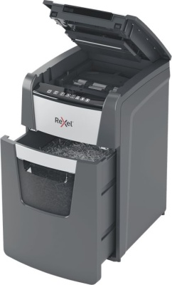 Шредер Rexel Optimum AutoFeed 150M черный с автоподачей (секр.P-5) фрагменты 150лист. 44лтр. скрепки скобы пл.карты