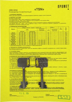 Сейф офисный Aiko TSN 65T взломостойкий 650x435x360мм ключевой трейзер (S10399540514)