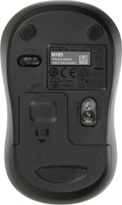 Мышь Logitech M185 черный/серый оптическая 1000dpi беспров. USB для ноутбука 2but (910-002252)