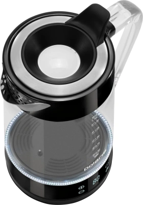 Чайник электрический Polaris PWK 1715CGLD 1.7л. 2200Вт черный корпус: стекло/пластик