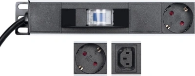 Блок распределения питания Rexant 04-0202-2 верт.размещ. 10xSchuko 10xC13 базовые 16A Schuko 2м