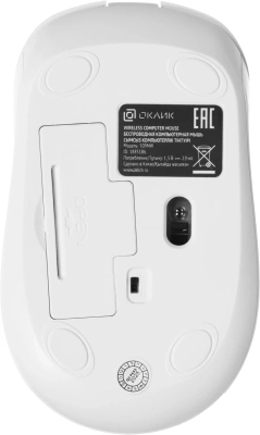 Мышь Оклик 509MW white белый оптическая 1600dpi беспров. USB для ноутбука 4but (1885186)