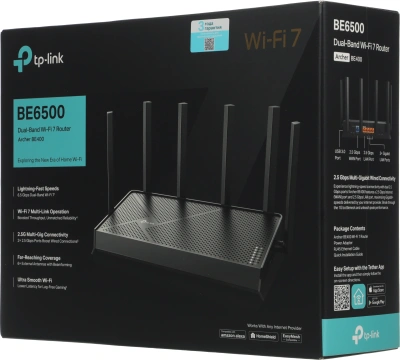 Роутер беспроводной TP-Link Archer BE400 BE6500 100/1000/2500BASE-T черный