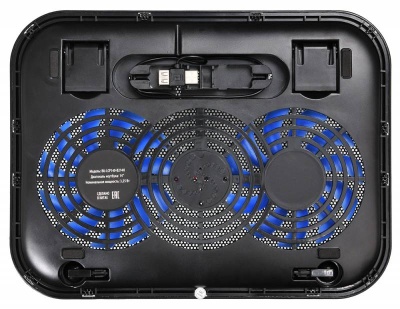 Подставка для ноутбука Buro BU-LCP140-B214H 14" 338x255x22мм 1xUSB 2x 140ммFAN 480г металлическая сетка/пластик черный